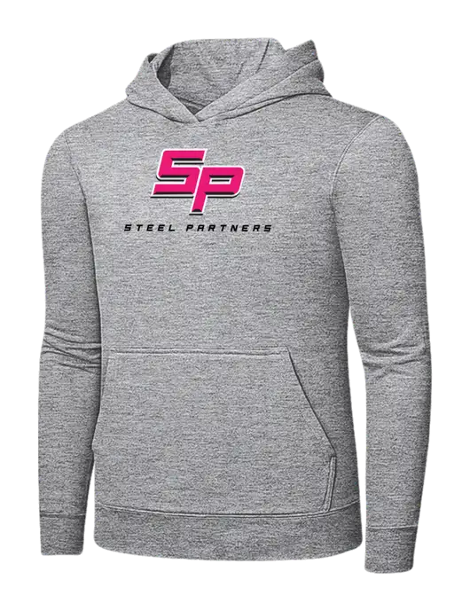 Light Grey Heather 7.8 oz Ring Spun Hooded Sweatshirt w/Steel Partners Logo