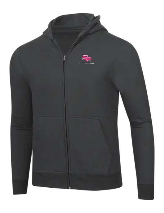 Charcoal 8.5 oz Ring Spun Zip Hooded Sweatshirt w/Steel Partners Logo