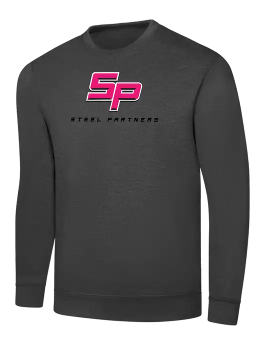 Dark Heather Grey 7.8 oz Ring Spun Crew Sweatshirt w/Steel Partners Logo