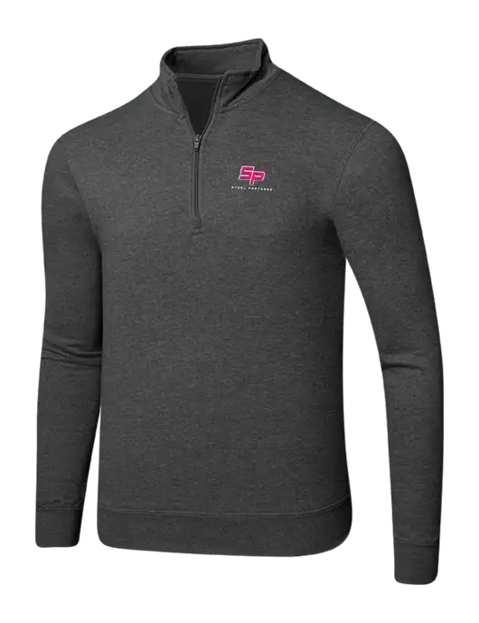 Dark Heather Grey 8.5 oz Ring Spun 1/4 Zip Pullover Sweatshirt w/Steel Partners Logo