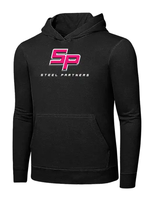 Jet Black 7.8 oz Ring Spun Hooded Sweatshirt w/Steel Partners Logo