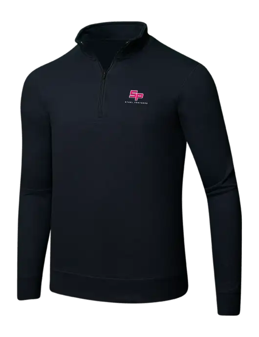 Jet Black 8.5 oz Ring Spun 1/4 Zip Pullover Sweatshirt w/Steel Partners Logo