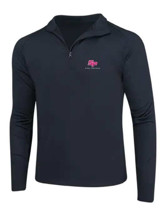 Black Sport Wick Stretch 1/4 Zip Pullover w/Steel Partners Logo