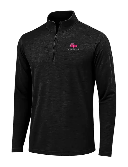 Black Triad Solid Posicharge Tri-Blend Wicking 1/4 Zip Pullover w/Steel Partners Logo