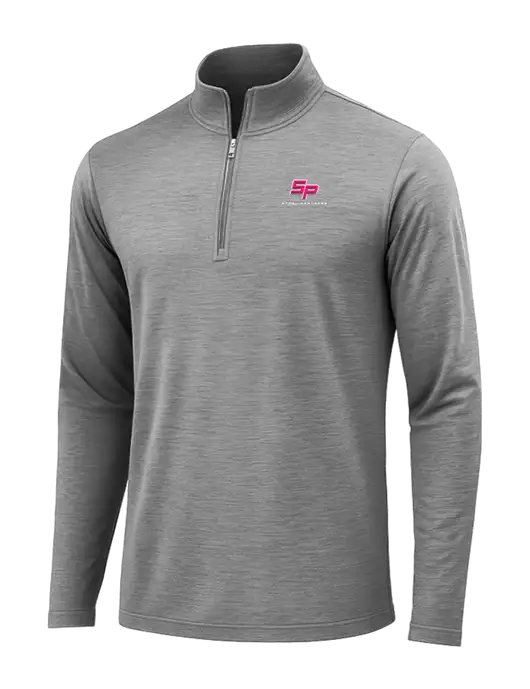 Dark Grey Heather Posicharge Tri-Blend Wicking 1/4 Zip Pullover w/Steel Partners Logo