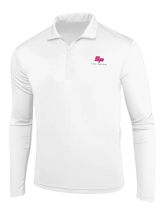 White PosiCharge Competitor 1/4 Zip Pullover w/Steel Partners Logo