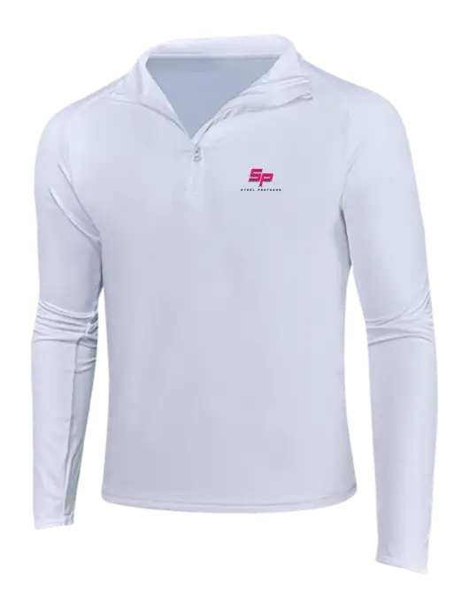 White Sport Wick Stretch 1/4 Zip Pullover w/Steel Partners Logo