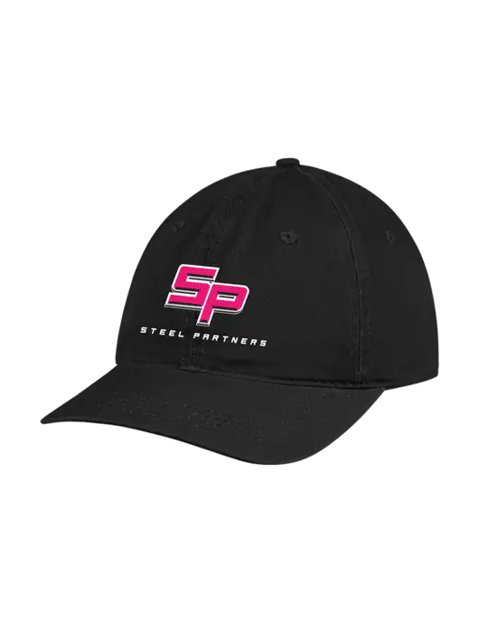 Garment Washed Unstructured Twill Black Cap w/Steel Partners Logo