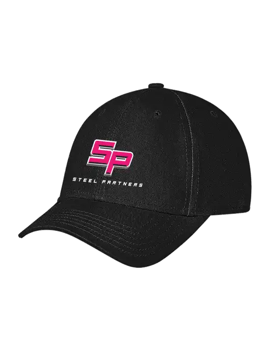 Black Structured Soft Snap Closure Hook & Loop Cap w/Steel Partners Logo