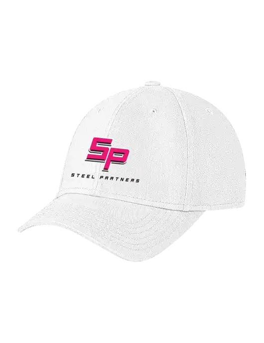 White Structured Soft Snap Closure Hook & Loop Cap w/Steel Partners Logo
