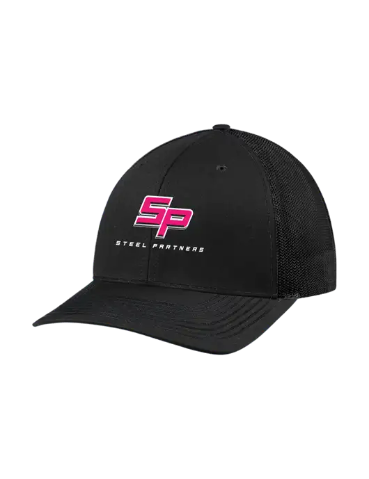 Richardson Adjustable Snapback Original 112 Trucker Cap Black w/Black Mesh w/Steel Partners Logo