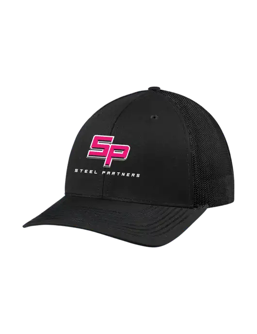 Richardson Adjustable Snapback Original 112 Trucker Cap Black w/Black Mesh w/Steel Partners Logo