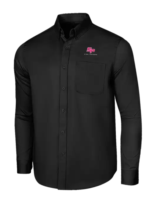 Long Sleeve Deep Black Superpro React Twill Shirt w/Steel Partners Logo
