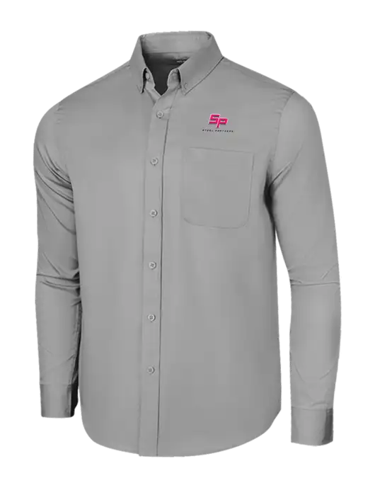 Long Sleeve Light Grey Superpro React Twill Shirt w/Steel Partners Logo