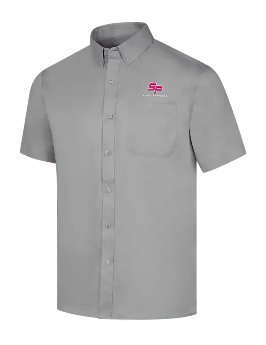 Short Sleeve Light Grey Superpro React Twill Shirt w/Steel Partners Logo