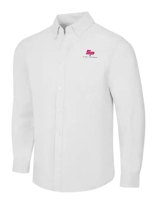 White SuperPro Oxford Shirt w/Steel Partners Logo