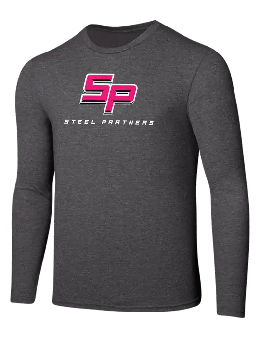 Seriously Soft Heathered Charcoal Long Sleeve T-Shirt w/Steel Partners Logo