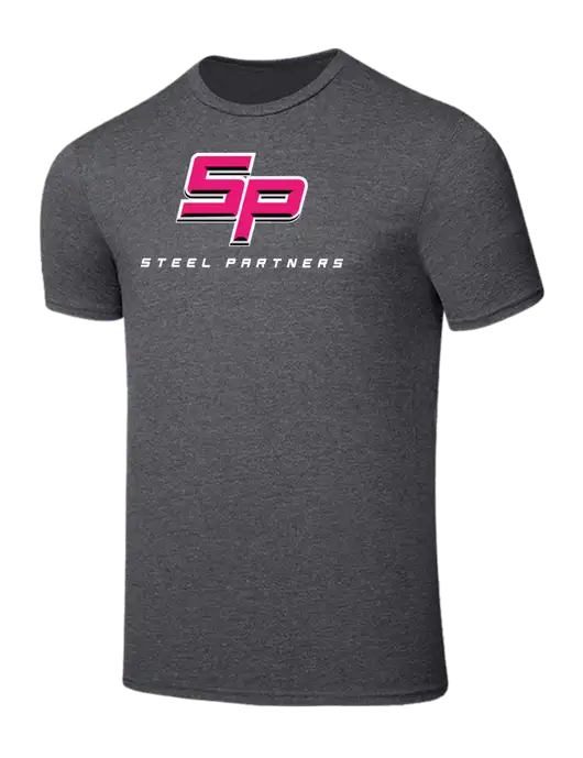 Seriously Soft Heathered Charcoal T-Shirt w/Steel Partners Logo