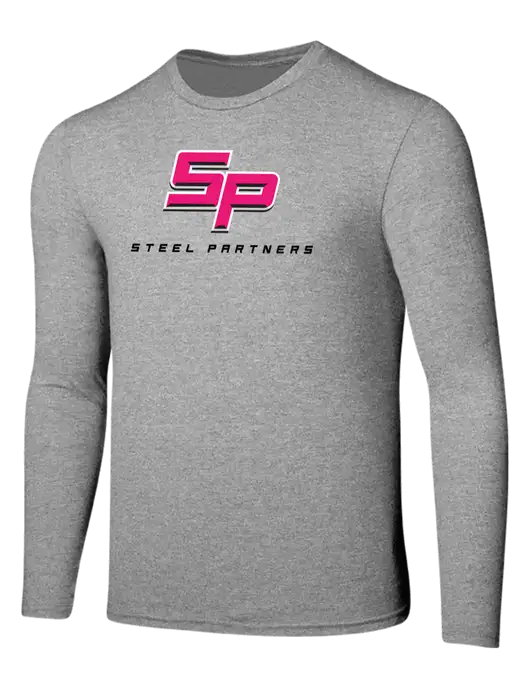 Seriously Soft Light Heathered Grey Long Sleeve T-Shirt w/Steel Partners Logo