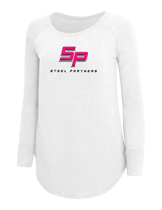 Womens Perfect Wide Collar Tunic Tri-Blend White 4.5 oz T-Shirt w/Steel Partners Logo