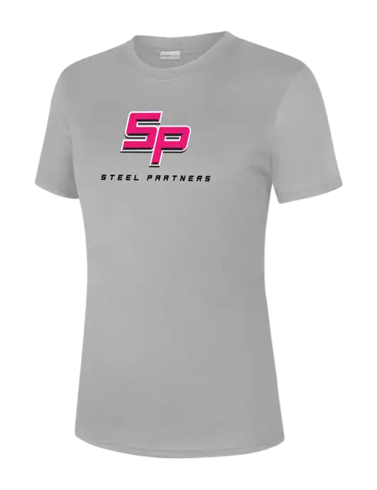  Womens Light Grey PosiCharge Competitor Tee w/Steel Partners Logo