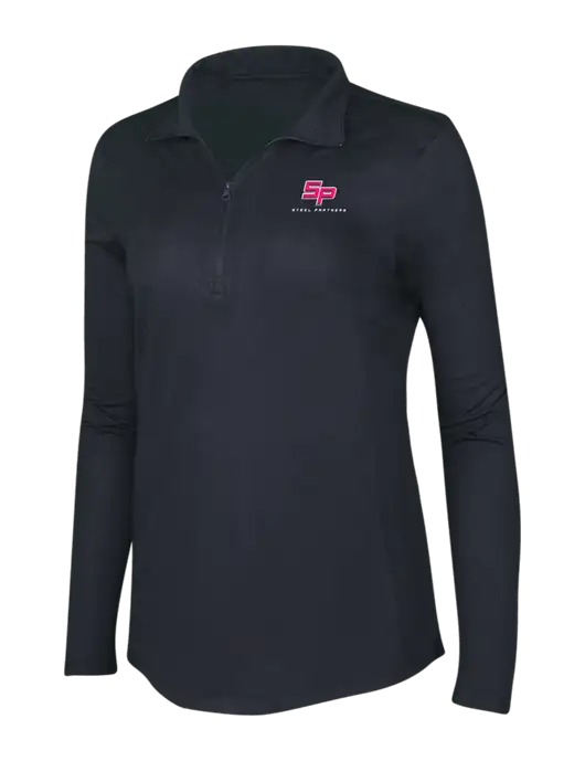 Black Triad Solid Womens Posicharge Tri-Blend Wicking 1/4 Zip Pullover w/Steel Partners Logo