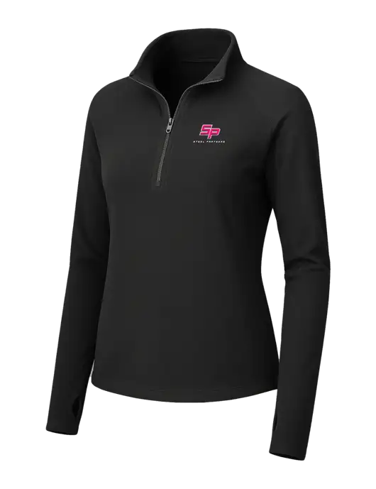 Womens Black Microfleece 1/2 Zip Pullover w/Steel Partners Logo