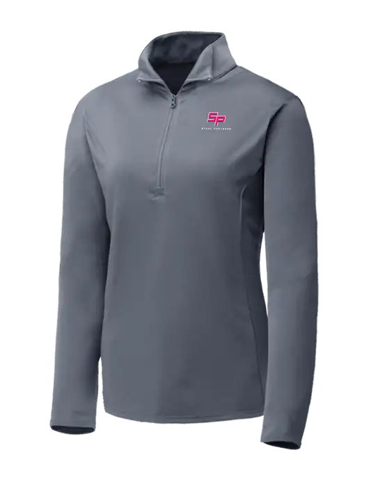 Medium Grey Womens Posicharge Competitor ¼ Zip Pullover w/Steel Partners Logo