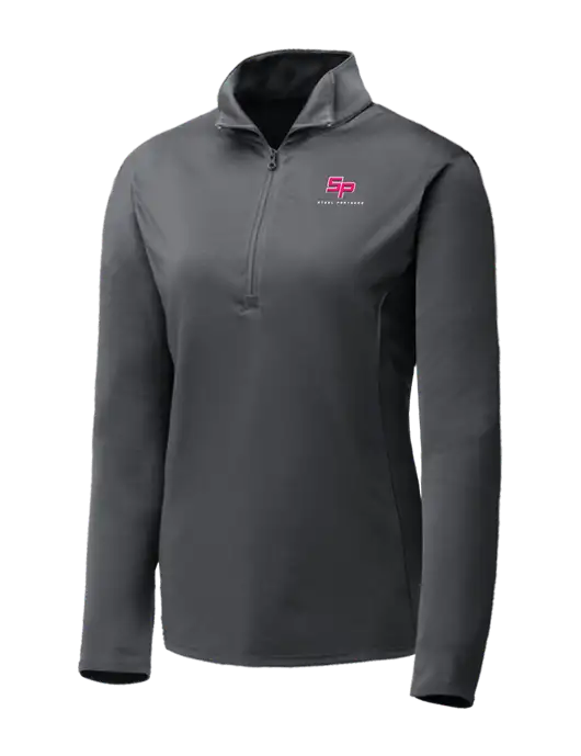 Dark Grey Womens Posicharge Competitor ¼ Zip Pullover w/Steel Partners Logo