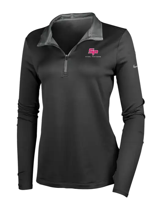 NIKE Black/Dark Grey Womens Dry-Fit Stretch 1/2 Zip Cover-Up w/Steel Partners Logo