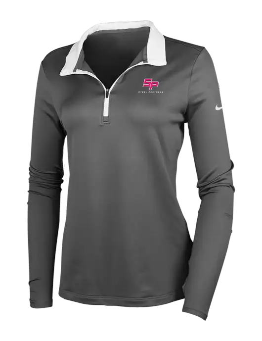 NIKE Dark Grey/White Womens Dry-Fit Stretch 1/2 Zip Cover-Up w/Steel Partners Logo