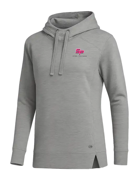 OGIO Heather Grey Womens Luuma Pullover Fleece Hoodie w/Steel Partners Logo