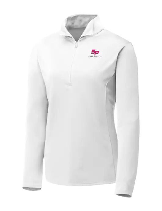 White Womens Posicharge Competitor ¼ Zip Pullover w/Steel Partners Logo