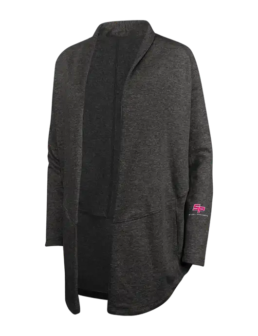 Charcoal Heather/ Medium Heather Grey Womens Interlock Cardigan w/Steel Partners Logo