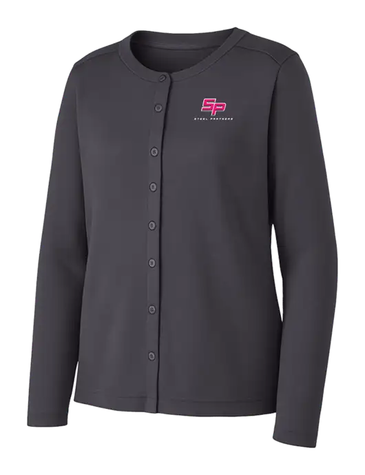 Grey Smoke Womens Concept Stretch Button-Front Cardigan Sweater w/Steel Partners Logo