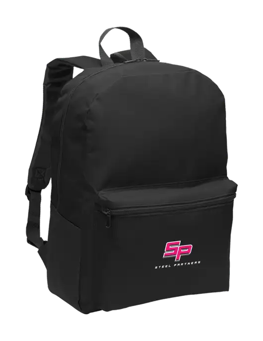 Casual Black Lightweight Laptop Backpack w/Steel Partners Logo
