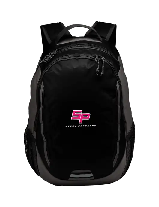 Ridge Black/Dark Charcoal Laptop Backpack w/Steel Partners Logo
