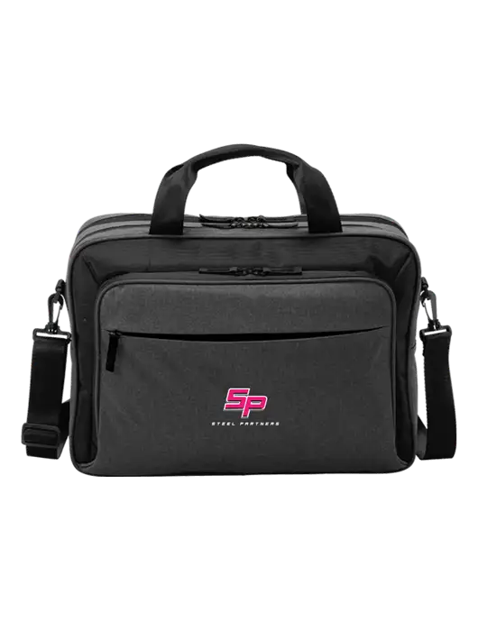 Travel Exec Graphite Heather/Black Laptop Briefcase w/Steel Partners Logo