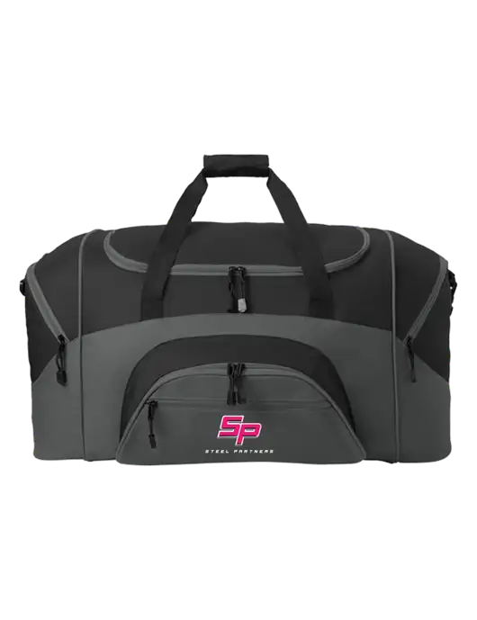 Standard Colorblock Black/Dark Grey Sport Duffel w/Steel Partners Logo