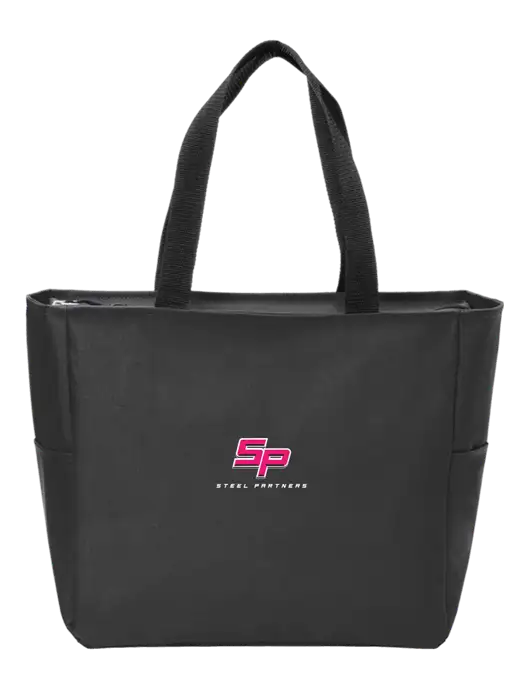 Everyday Black Zip Tote  w/Steel Partners Logo