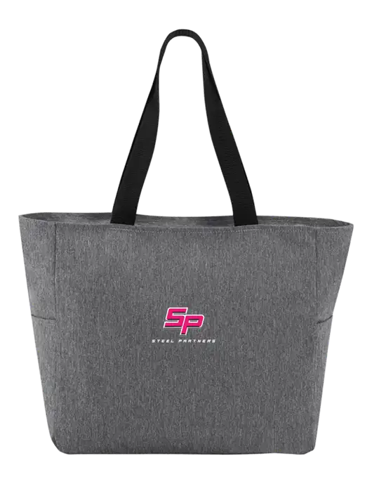 Everyday Heather Grey Zip Tote  w/Steel Partners Logo