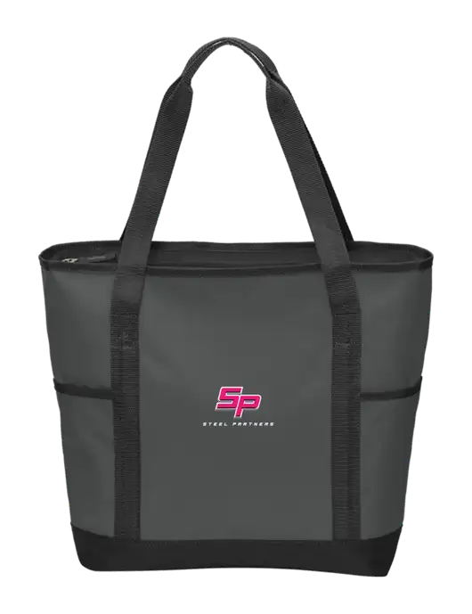 On the Go Charcoal/Black Tote  w/Steel Partners Logo