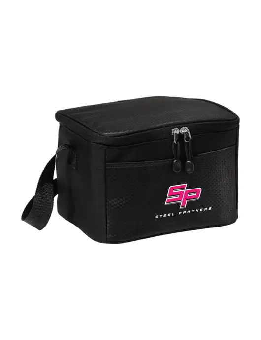 6 Can Black/Black Cube Cooler w/Steel Partners Logo