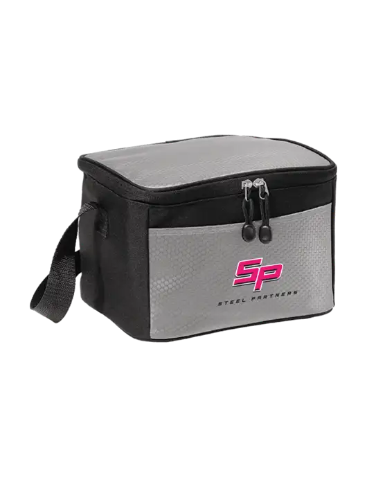 6 Can Grey/Black Cube Cooler w/Steel Partners Logo
