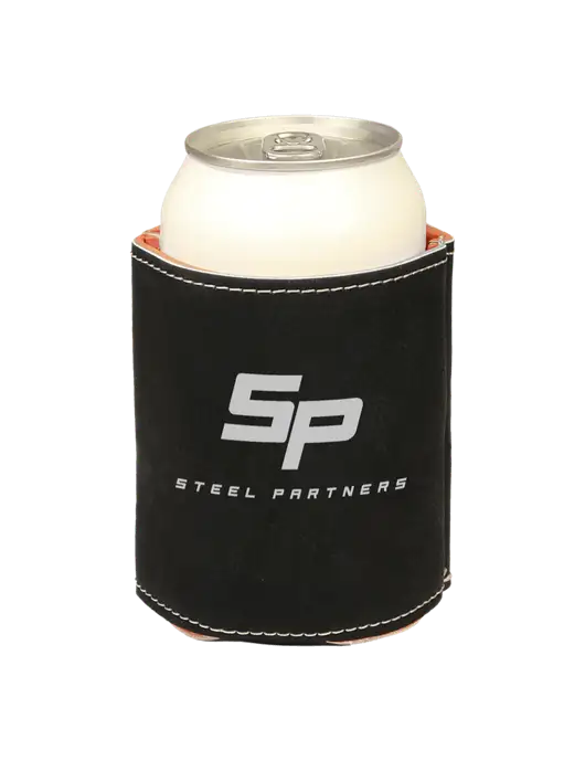 Black Leatherette Beverage Holder w/Steel Partners Logo
