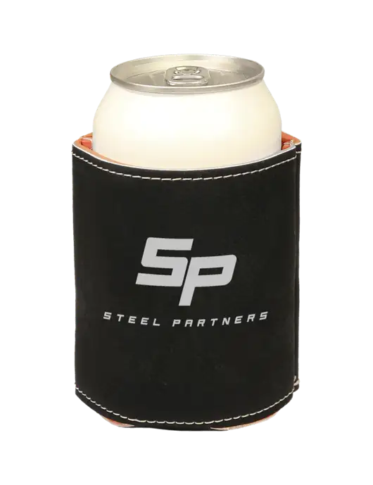 Black Leatherette Beverage Holder w/Steel Partners Logo