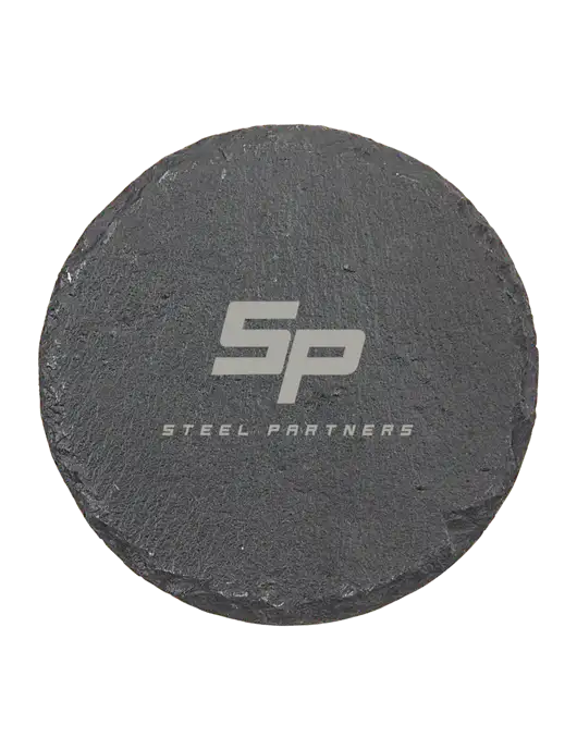 Round Slate Coaster w/Steel Partners Logo