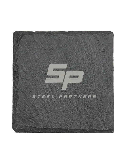 Square Slate Coaster, 4 x 4 w/Steel Partners Logo