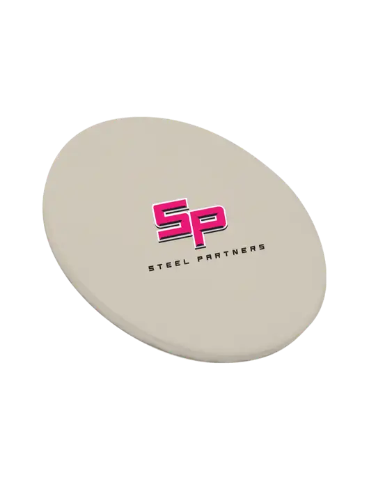 Round Sandstone Coaster w/Steel Partners Logo