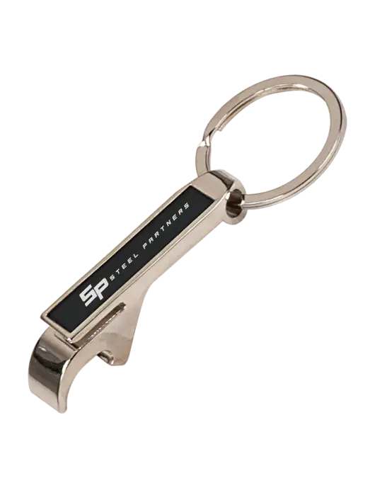 Black Bottle Opener Keychain w/Steel Partners Logo